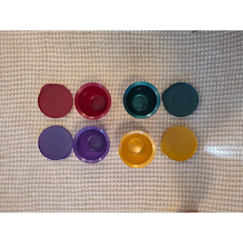 Vintage 90s Set of 4 Jewel-Tone Tupperware Containers Retro Kitchen NWOT